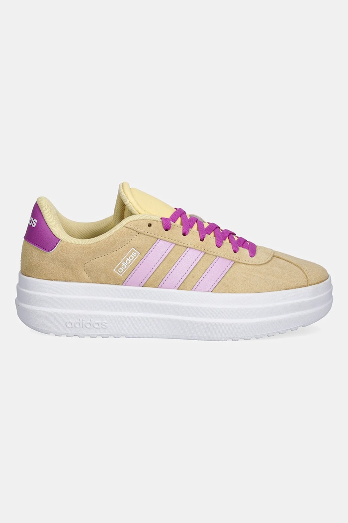 adidas sneakersy zamszowe dziecięce VL COURT BOLD JI1019 żółty SS25