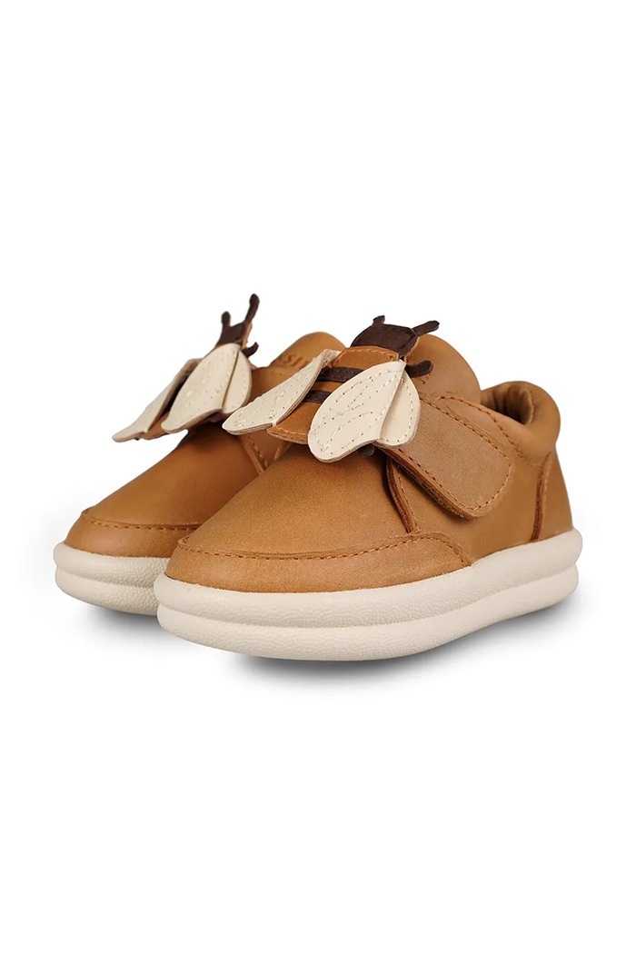 Chłopiec Donsje półbuty skórzane dziecięce Nellu Sneakers Bee 1502601. brązowy
