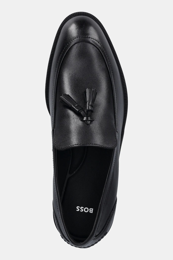 BOSS mokasyny skórzane Tayil czarny 50531305.001
