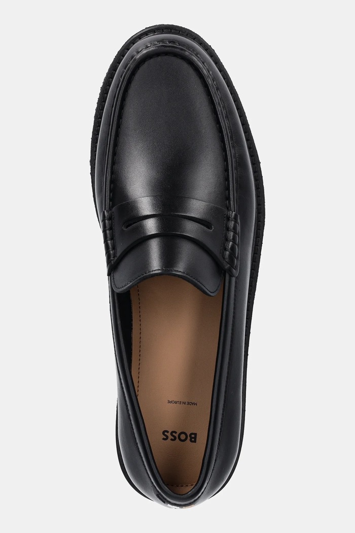 BOSS bőr mokaszin Kope fekete 50536230.001