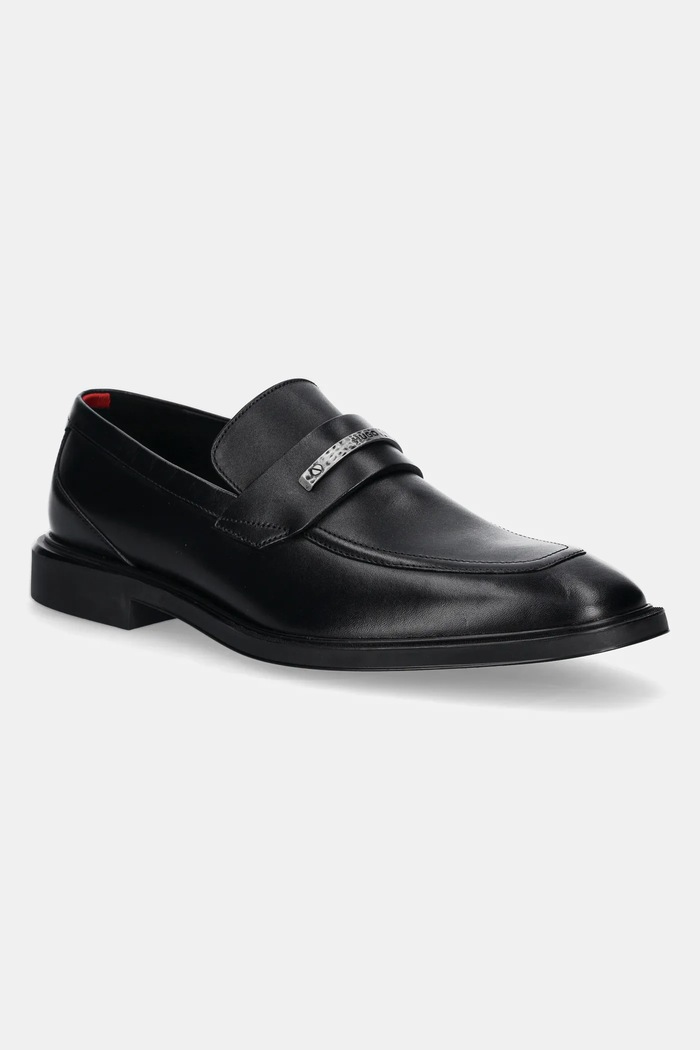 HUGO mokasyny skórzane Gryff eleganckie czarny 50536178.001