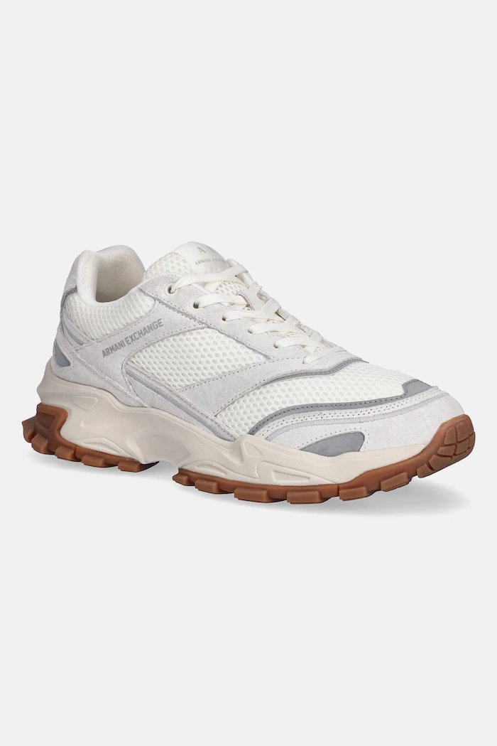 Armani Exchange sneakers piele întoarsă alb XUX246.XV916.00894