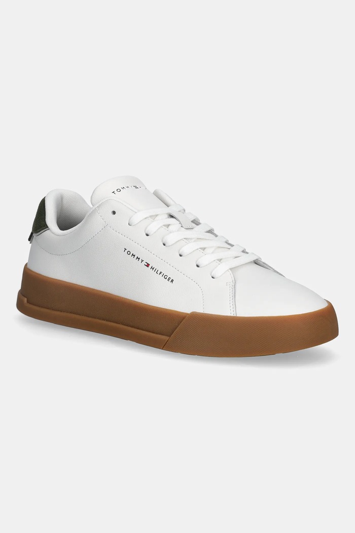 Tommy Hilfiger TH COURT LTH DETAIL ESS sneakersy męskie skórzane biały FM0FM05367