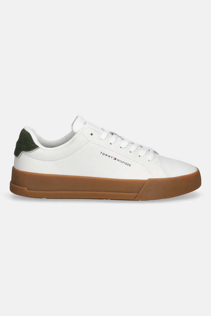 Tommy Hilfiger TH COURT LTH DETAIL ESS sneakersy męskie skórzane FM0FM05367 biały SS26