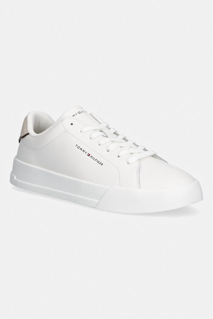 Tommy Hilfiger TH COURT LTH DETAIL ESS sneakersy męskie skórzane biały FM0FM05367