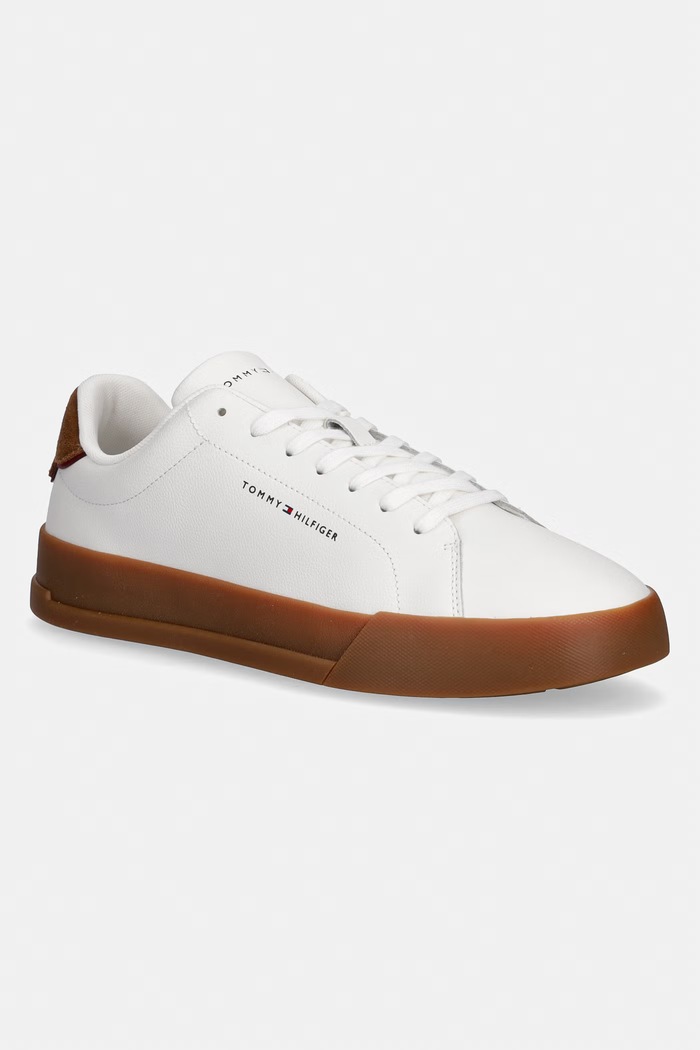 Tommy Hilfiger TH COURT LTH DETAIL ESS sneakersy męskie skórzane biały FM0FM05367