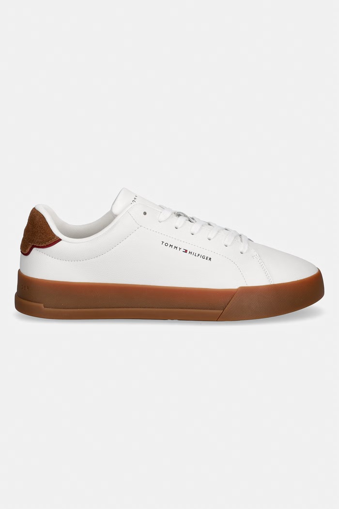 Tommy Hilfiger TH COURT LTH DETAIL ESS sneakersy męskie skórzane FM0FM05367 biały SS26