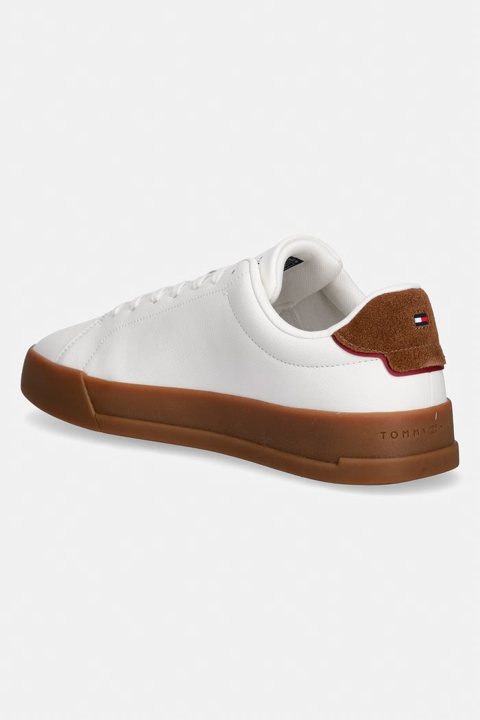 Obuwie Tommy Hilfiger TH COURT LTH DETAIL ESS sneakersy męskie skórzane FM0FM05367 biały