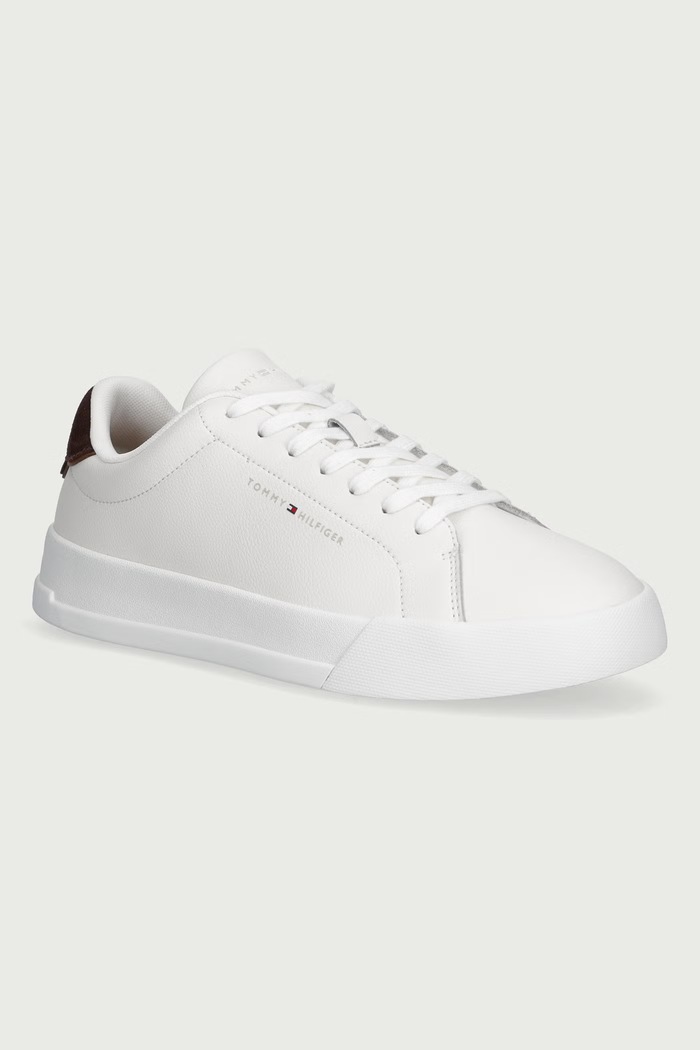 Tommy Hilfiger TH COURT LTH DETAIL ESS sneakersy męskie skórzane biały FM0FM05367