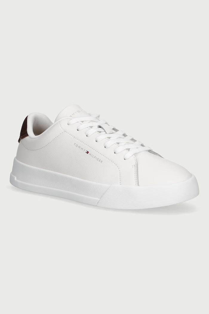Tommy Hilfiger TH COURT LTH DETAIL ESS sneakersy męskie skórzane biały FM0FM05367
