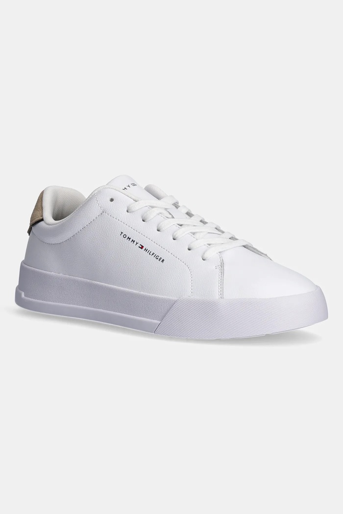 Tommy Hilfiger TH COURT LTH DETAIL ESS sneakersy męskie skórzane niska biały FM0FM05367