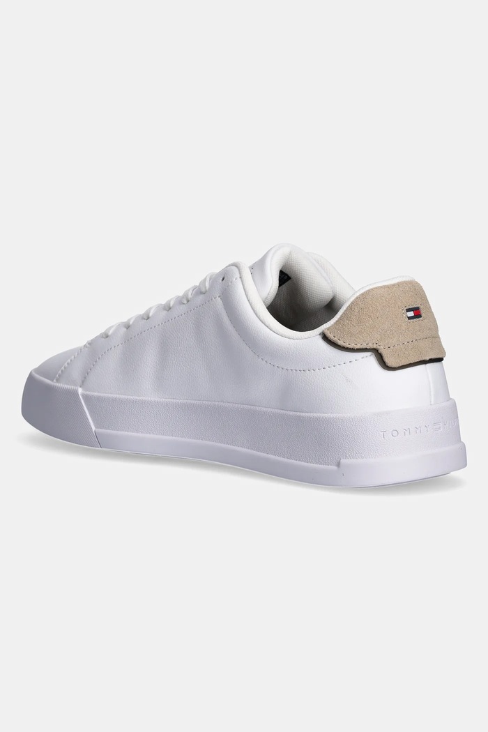 Obuwie Tommy Hilfiger TH COURT LTH DETAIL ESS sneakersy męskie skórzane FM0FM05367 biały