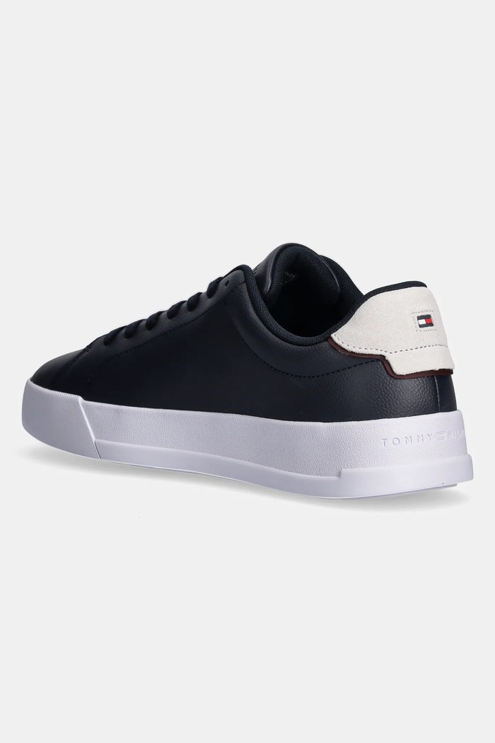 Obuwie Tommy Hilfiger TH COURT LTH DETAIL ESS sneakersy męskie skórzane FM0FM05367 granatowy