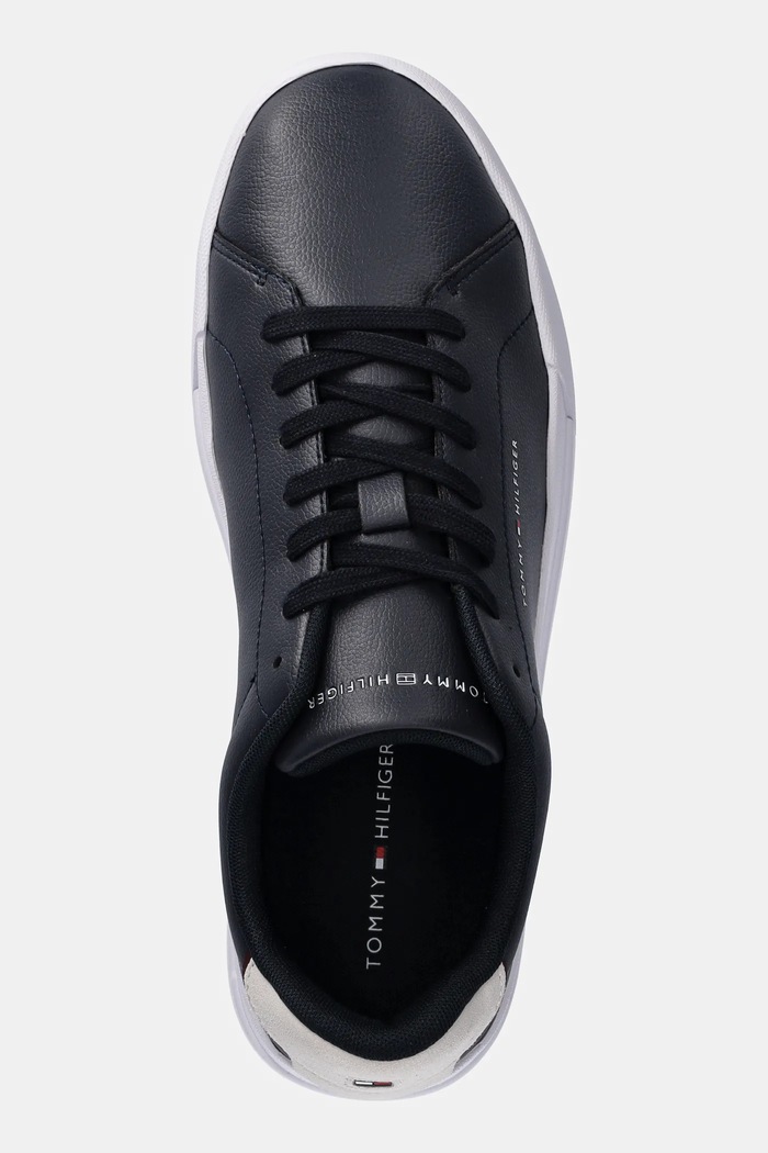 Tommy Hilfiger TH COURT LTH DETAIL ESS sneakersy męskie skórzane granatowy FM0FM05367