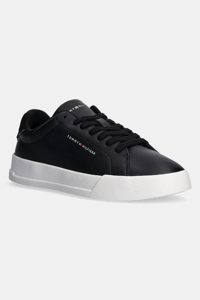 Tommy Hilfiger TH COURT LTH DETAIL ESS sneakersy męskie skórzane niska czarny FM0FM05367