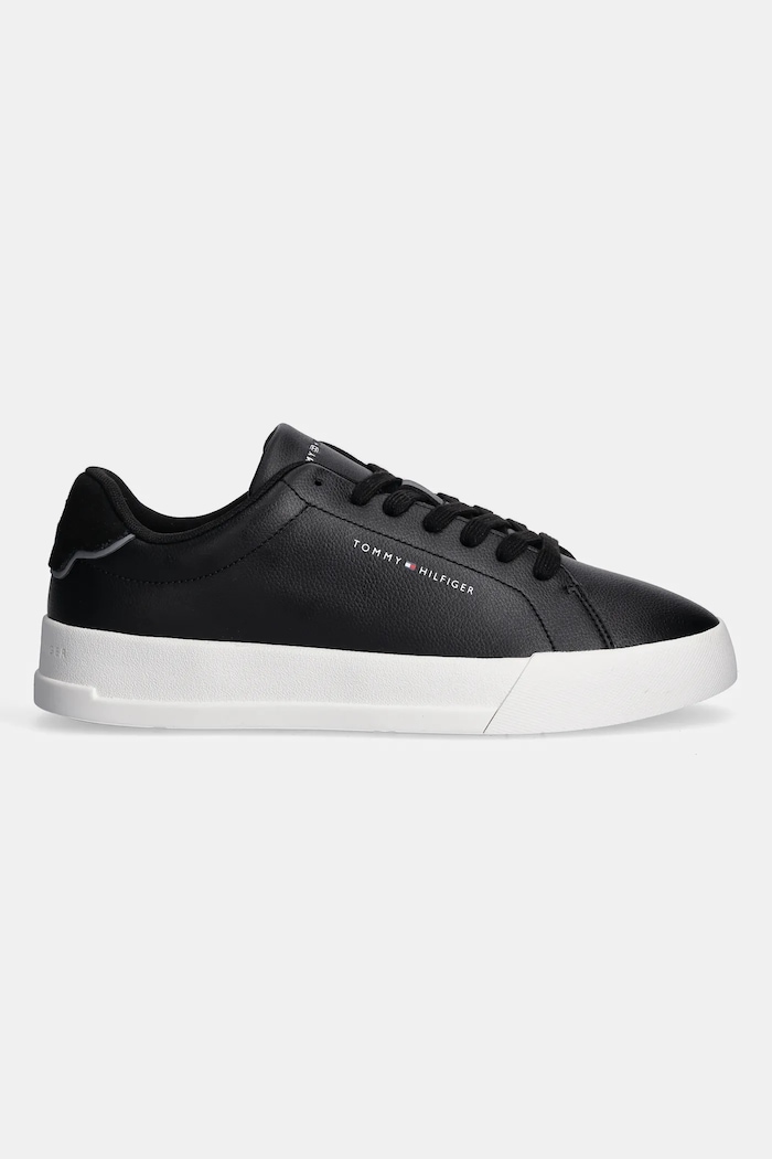Tommy Hilfiger TH COURT LTH DETAIL ESS sneakersy męskie skórzane FM0FM05367 czarny SS26