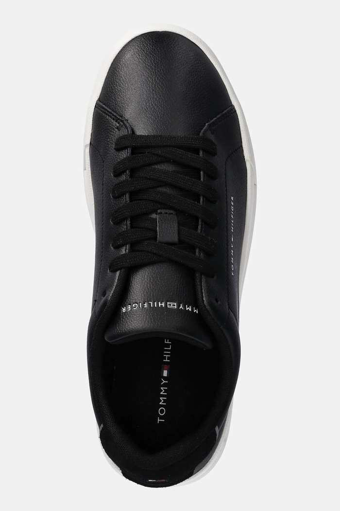 Tommy Hilfiger TH COURT LTH DETAIL ESS sneakersy męskie skórzane czarny FM0FM05367
