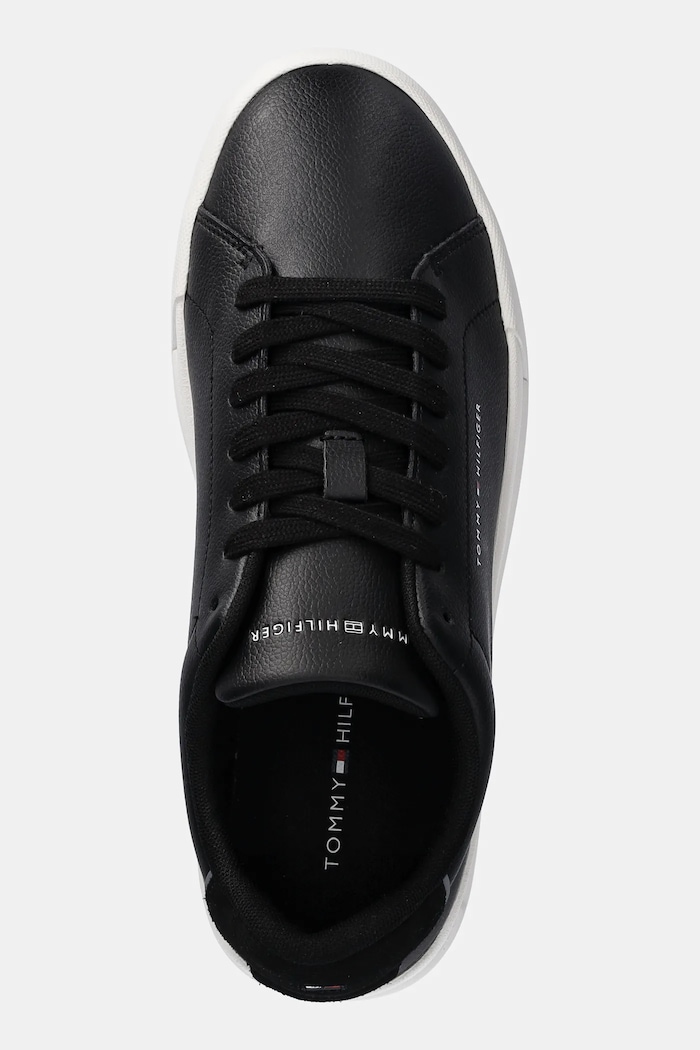 Tommy Hilfiger TH COURT LTH DETAIL ESS sneakersy męskie skórzane czarny FM0FM05367
