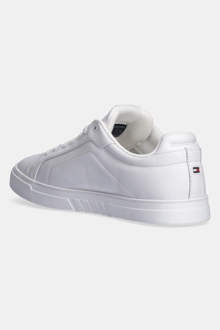 Obuwie Tommy Hilfiger sneakersy skórzane ICON COURT LTH FLAG ESS FM0FM05317 biały