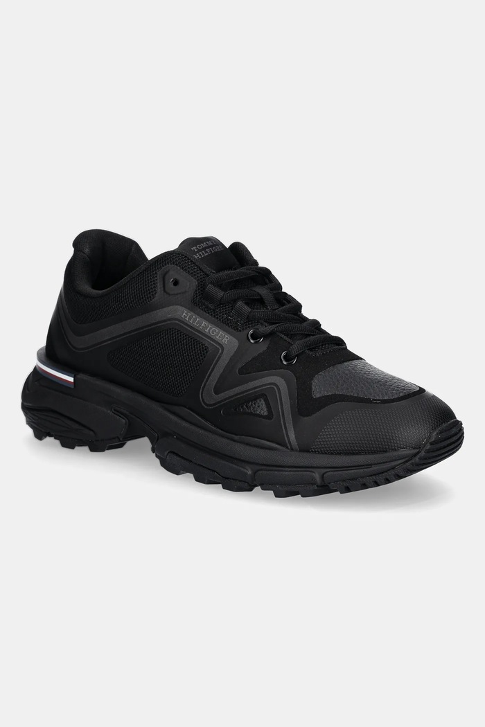 Sneakers boty Tommy Hilfiger M RUNNER TECH KNIT LTH MIX textilní černá FM0FM05344