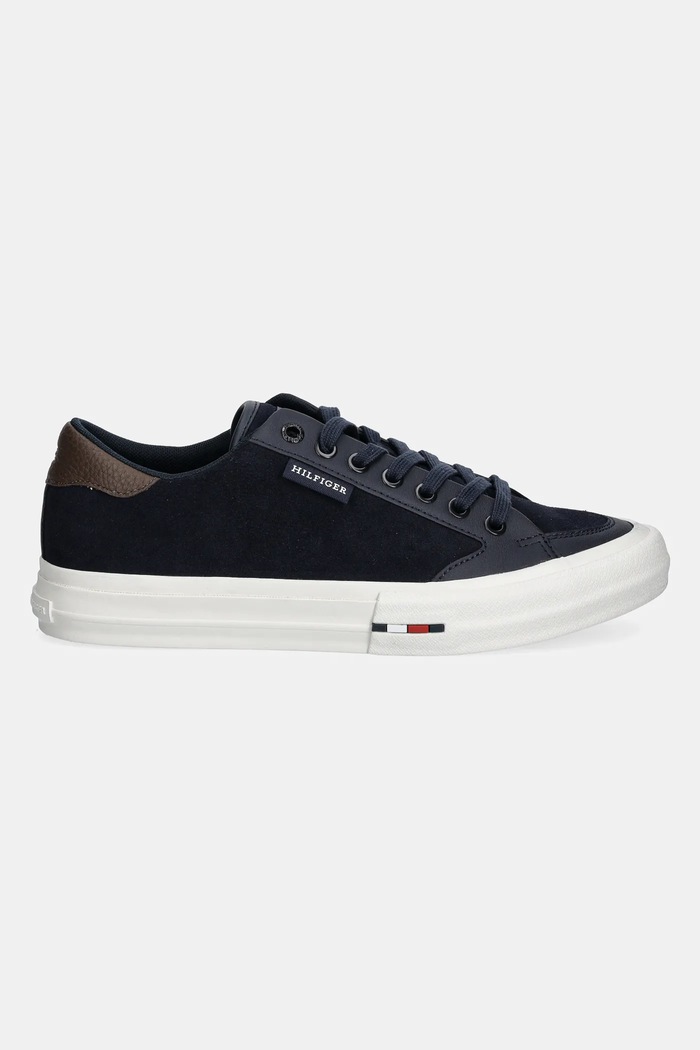 Tommy Hilfiger sneakersy zamszowe TH HI VULC STREET LOW SUEDE RWB FM0FM05458 granatowy SS25