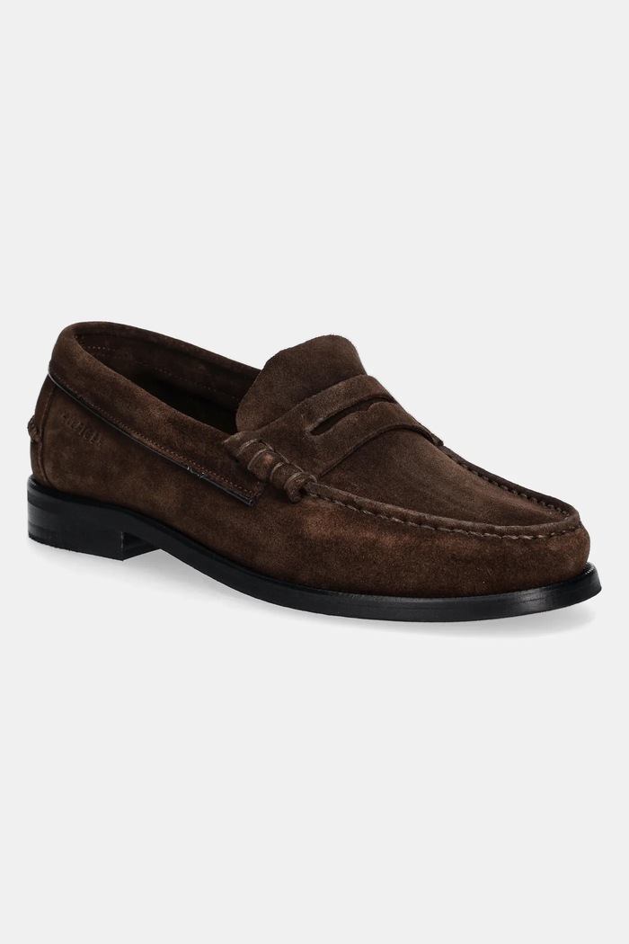 Semišové mokasíny Tommy Hilfiger CLASSIC HILFIGER SUEDE LOAFER casual hnedá FM0FM05363