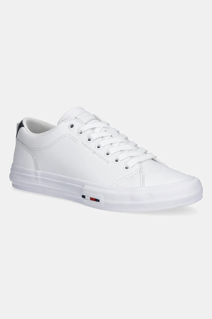 Tommy Hilfiger sneakersy skórzane TH HI VULC STREET LOW RWB LTH niska biały FM0FM05312