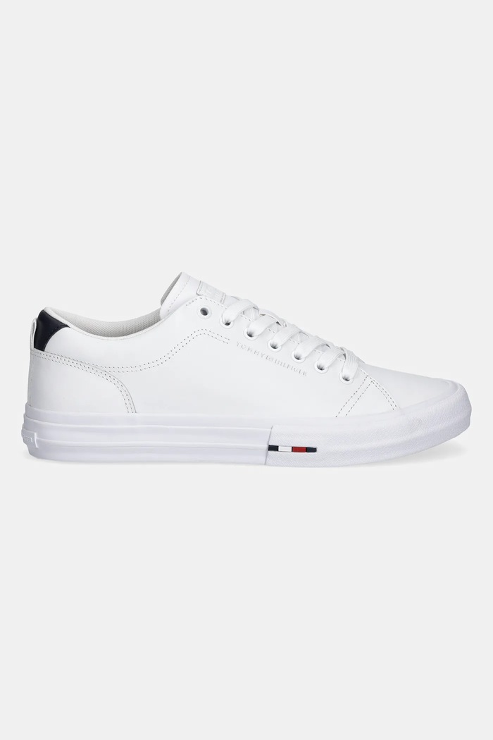 Tommy Hilfiger sneakersy skórzane TH HI VULC STREET LOW RWB LTH FM0FM05312 biały SS25
