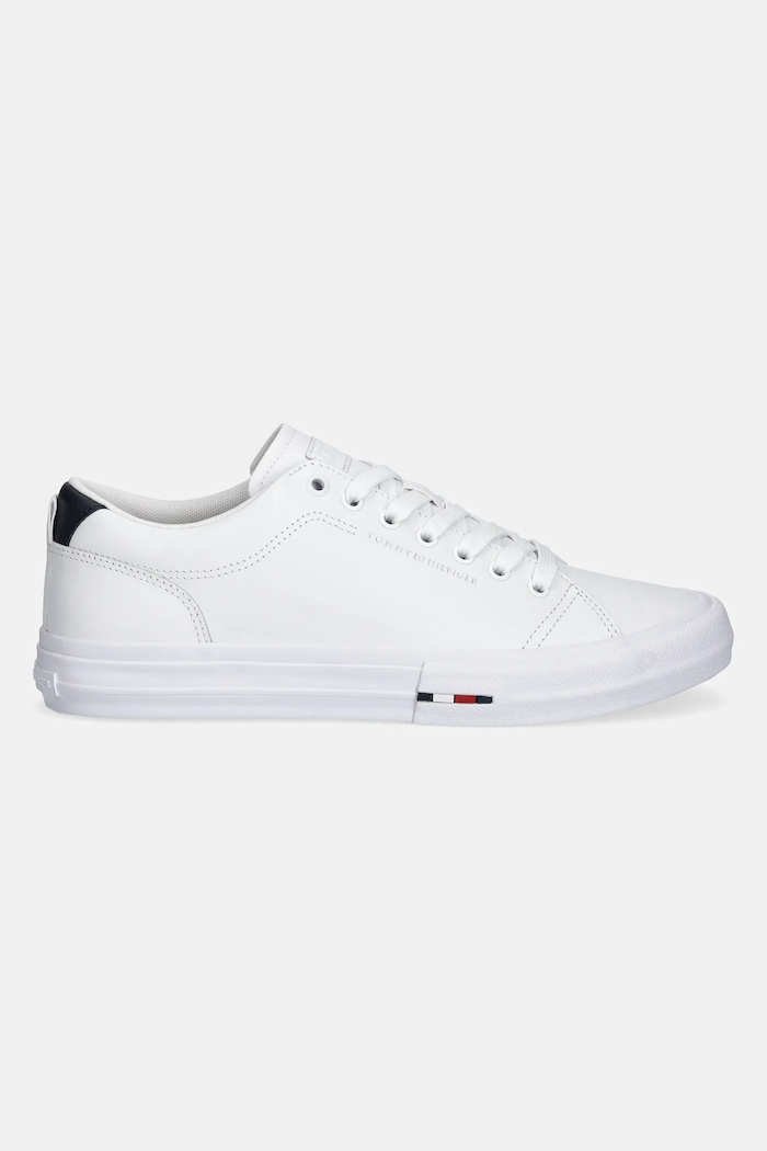 Tommy Hilfiger sneakersy skórzane TH HI VULC STREET LOW RWB LTH FM0FM05312 biały SS25