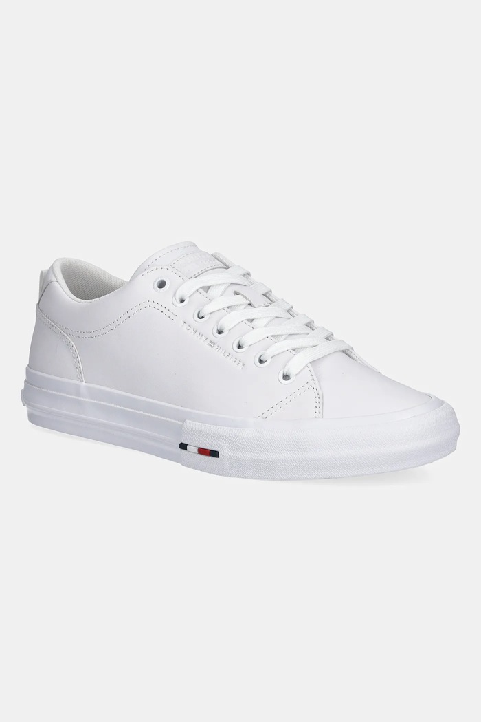 Tommy Hilfiger Sneakers din piele TH HI VULC STREET LOW RWB LTH alb FM0FM05312