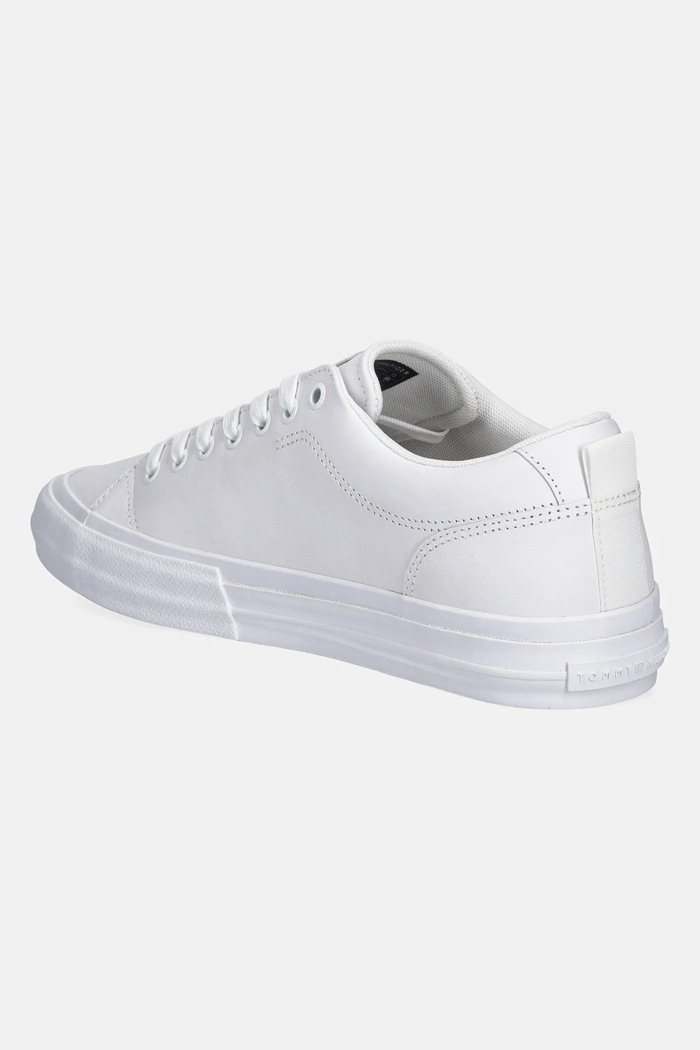 Încălțăminte Tommy Hilfiger Sneakers din piele TH HI VULC STREET LOW RWB LTH FM0FM05312 alb