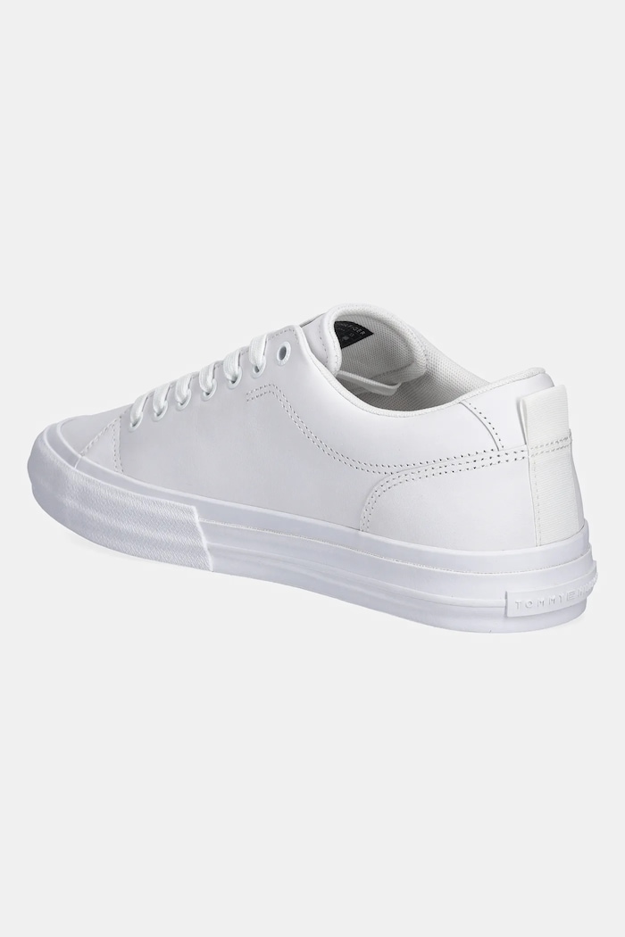 Încălțăminte Tommy Hilfiger Sneakers din piele TH HI VULC STREET LOW RWB LTH FM0FM05312 alb