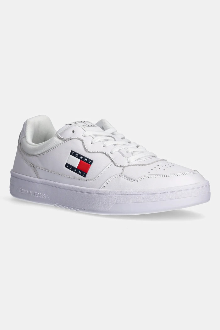Kožené sneakers boty Tommy Jeans TJM CUPSOLE LEATHER ESS nízký bílá EM0EM01443