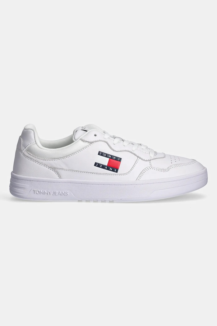 Kožené sneakers boty Tommy Jeans TJM CUPSOLE LEATHER ESS EM0EM01443 bílá SS25