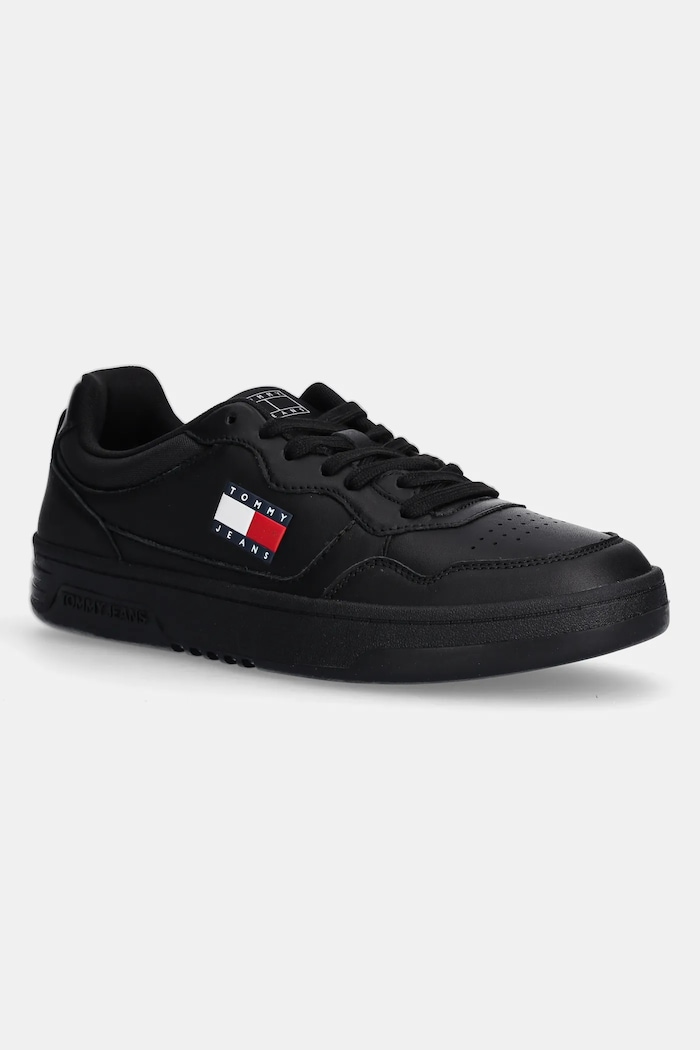 Kožne tenisice Tommy Jeans TJM CUPSOLE LEATHER ESS niska crna EM0EM01443