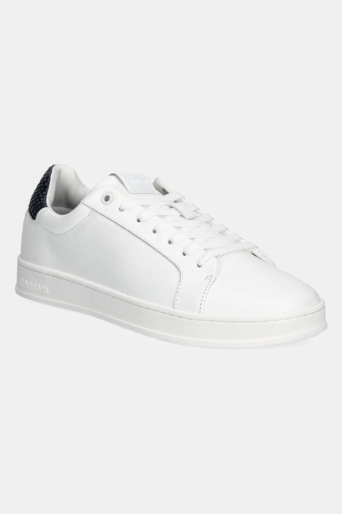 Kožne tenisice Calvin Klein LOW TOP LACE UP WOVEN niska bijela HM0HM01767