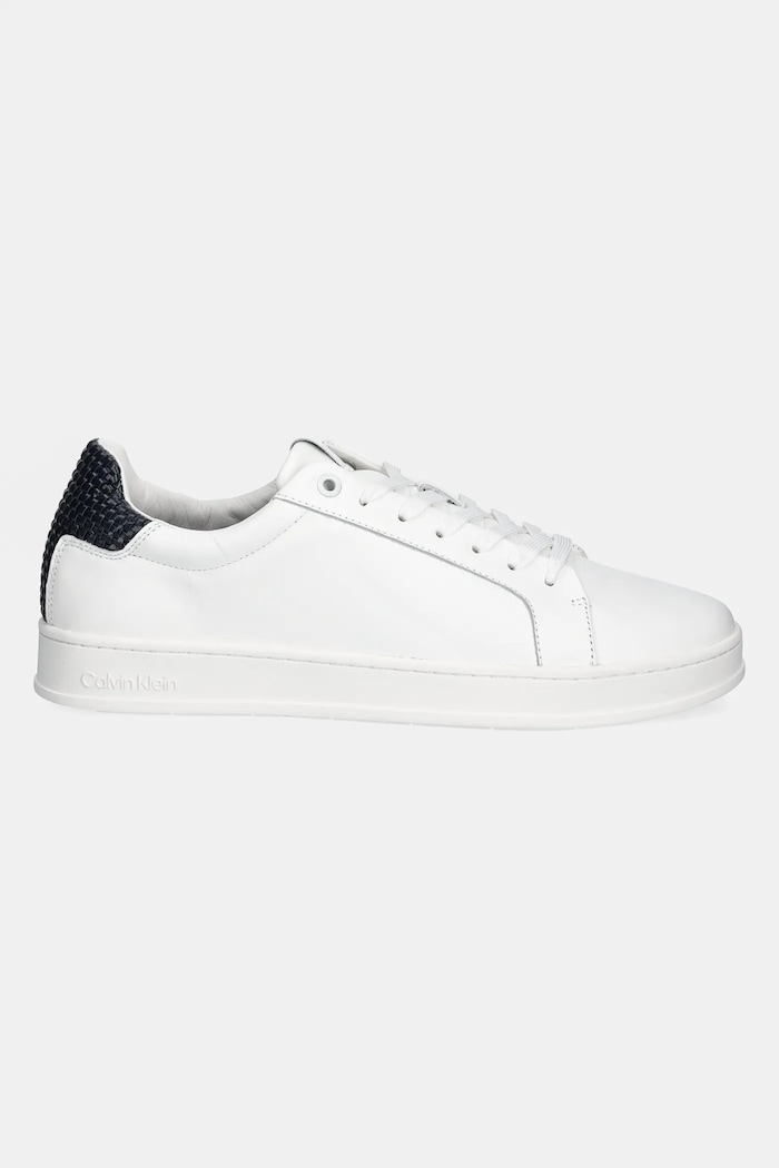 Kožne tenisice Calvin Klein LOW TOP LACE UP WOVEN HM0HM01767 bijela SS25
