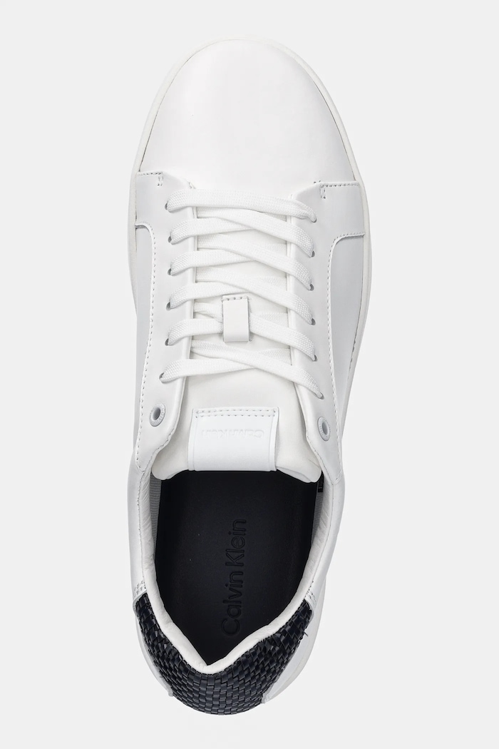 Kožne tenisice Calvin Klein LOW TOP LACE UP WOVEN bijela HM0HM01767
