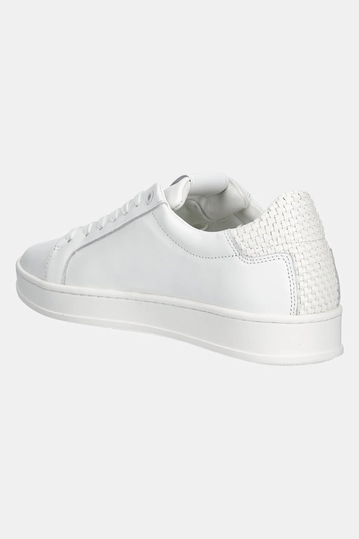 Obuwie Calvin Klein sneakersy skórzane LOW TOP LACE UP WOVEN HM0HM01767 biały