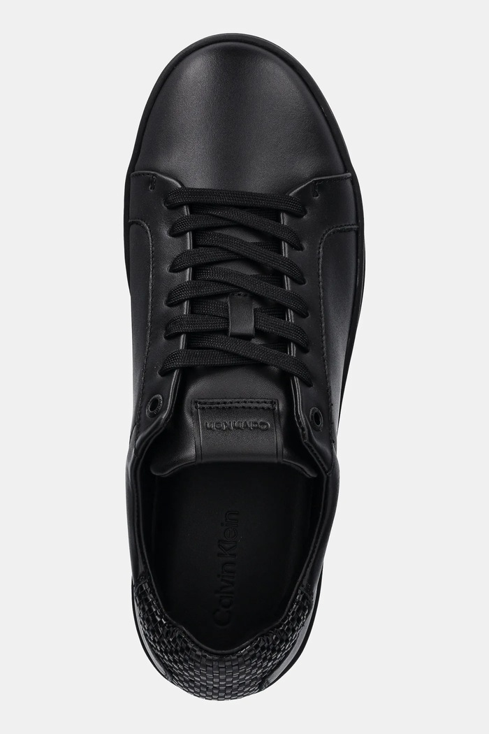 Kožené tenisky Calvin Klein LOW TOP LACE UP WOVEN čierna HM0HM01767