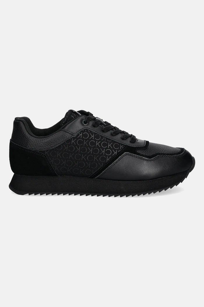 Kožené sneakers boty Calvin Klein LOW TOP LACE UP MONO HM0HM01664 černá SS25