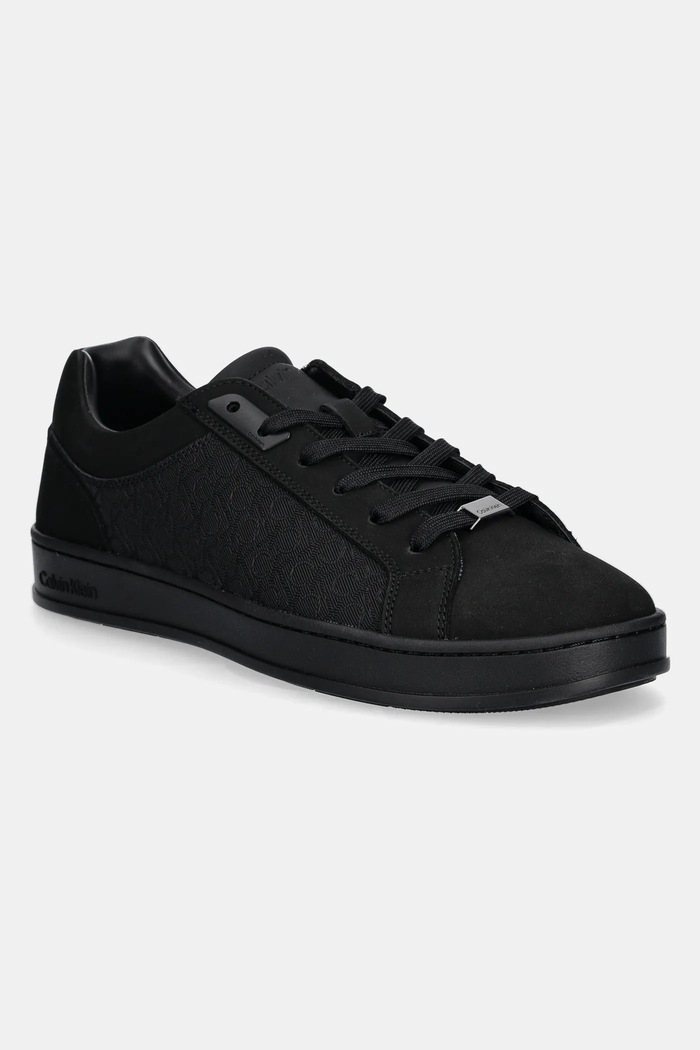 Superge Calvin Klein LOW TOP LACE UP NB MONO Zrnato usnje črna HM0HM01768