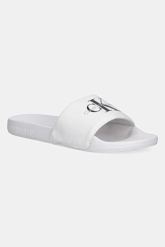 Calvin Klein Jeans klapki SLIDE MONOGRAM biały YM0YM01271