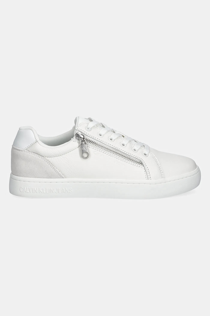 Calvin Klein Jeans sneakers din piele CLASSIC CUPSOLE ZIP LOW IN YM0YM01254 alb SS25