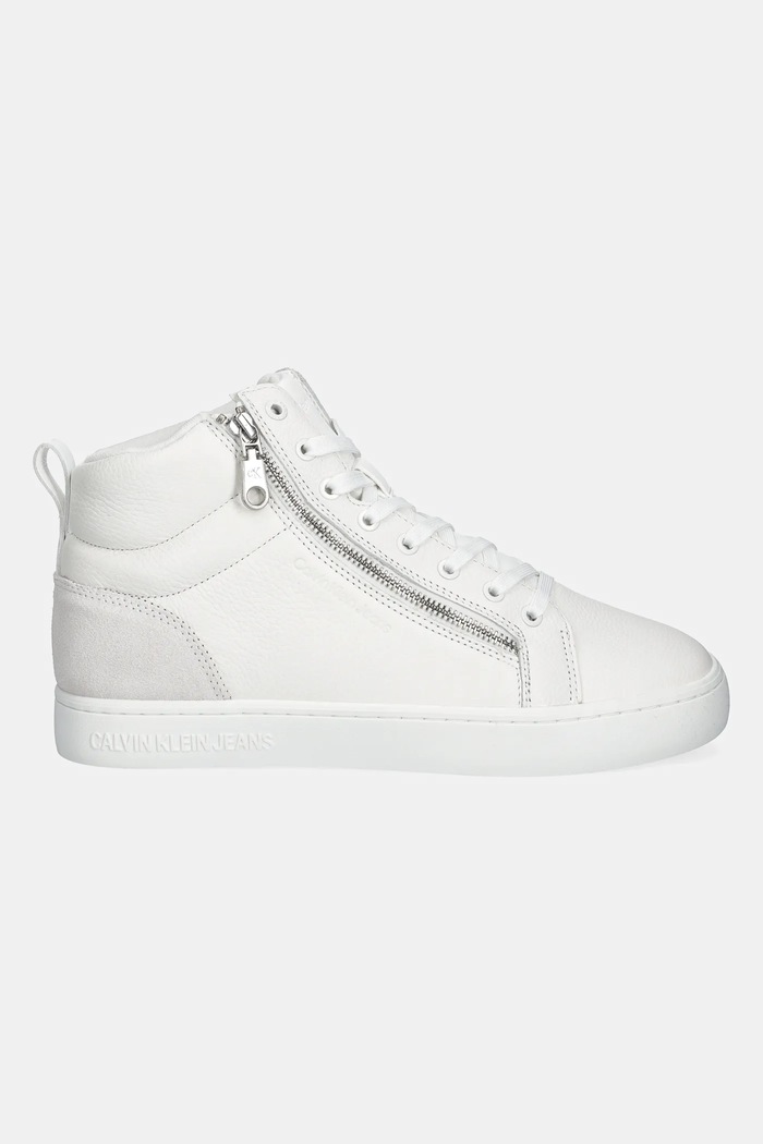 Calvin Klein Jeans sneakersy skórzane CLASSIC CUPSOLE ZIP MID IN YM0YM01156 biały SS25