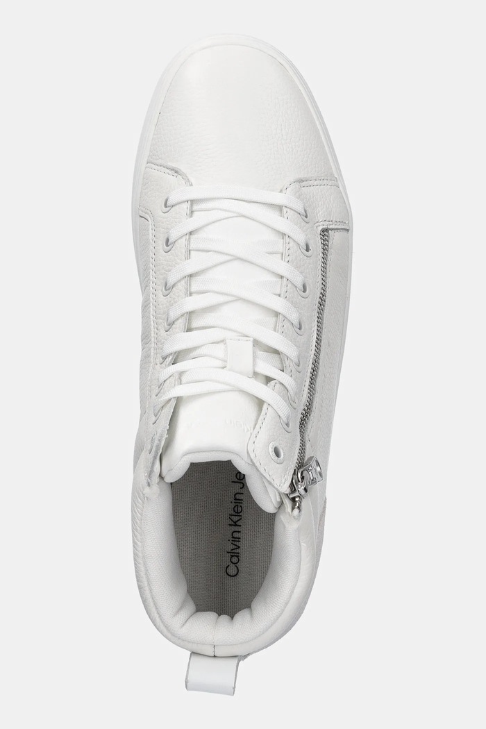 Calvin Klein Jeans sneakersy skórzane CLASSIC CUPSOLE ZIP MID IN biały YM0YM01156