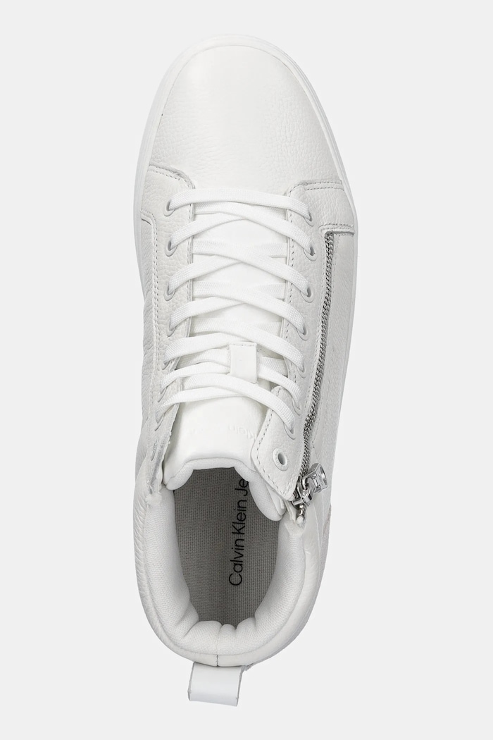 Calvin Klein Jeans sneakersy skórzane CLASSIC CUPSOLE ZIP MID IN biały YM0YM01156