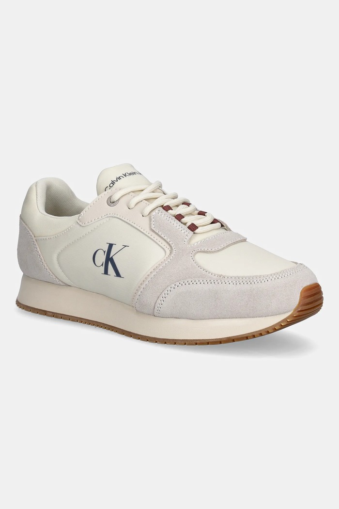 Sneakers boty Calvin Klein Jeans RETRO SOCK RUNNER MG WMM semišová kůže béžová YM0YM01152