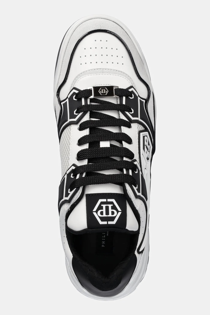 Kožne tenisice Philipp Plein Lo-Top Hexagon bijela MSC4017.PLE010N.0102