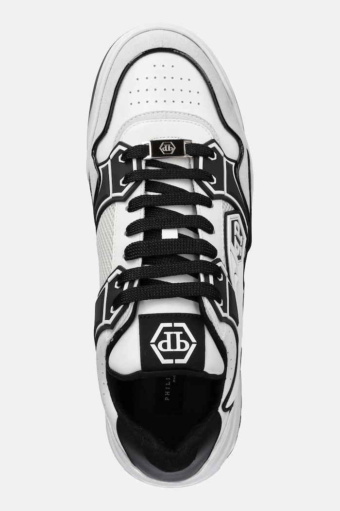 Kožne tenisice Philipp Plein Lo-Top Hexagon bijela MSC4017.PLE010N.0102